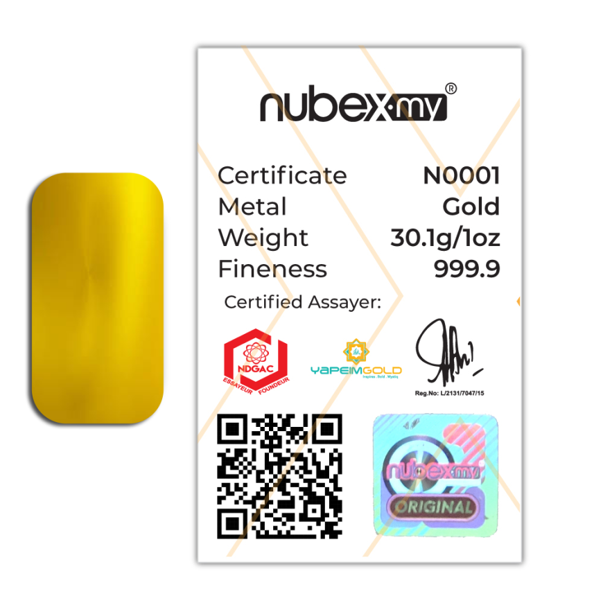 NUBEX | TAC TIC | CAST BAR | 1 Oz GOLD 999.9