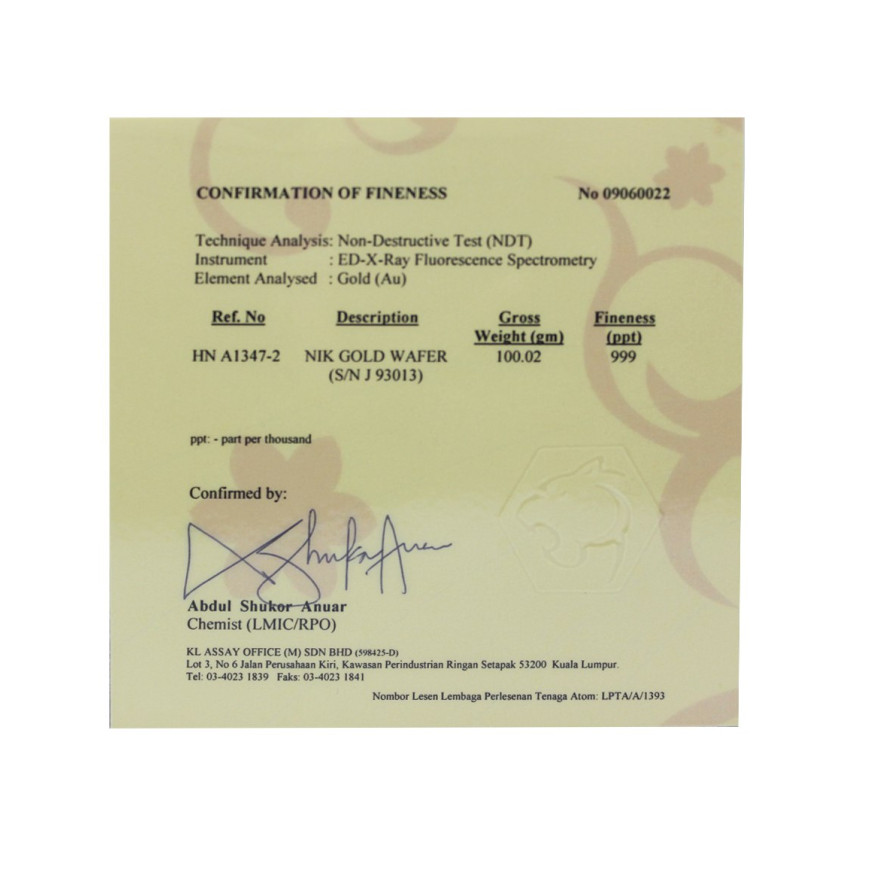 NIK GOLD | 100G GOLD 999.0