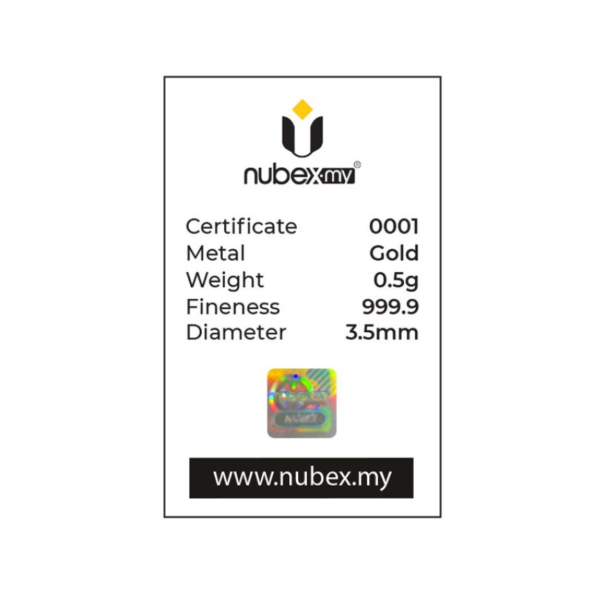 NUBEX | FLEXI | TAC TIC | CAST BAR | 0.5G GOLD 999.9
