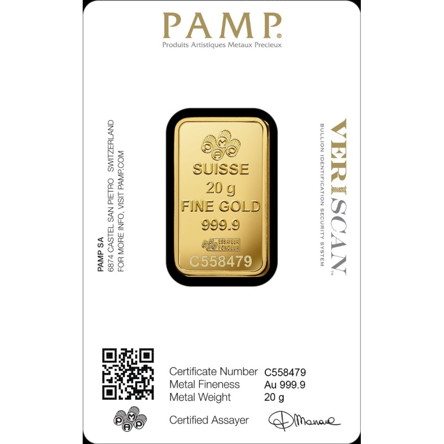 PAMP SUISSE | LADY FORTUNA | VERISCAN | 20G GOLD 999.9