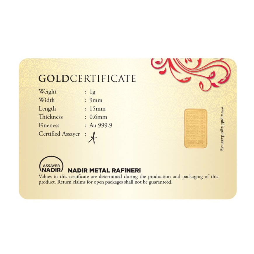 PUBLIC GOLD | LBMA | VERSION 2 | 1G GOLD 999.9