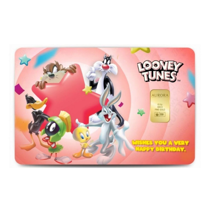 PUBLIC GOLD | AURORA ITALIAS UNIQUE | LOONEY TUNES | HAPPY BIRTHDAY | 0.5G GOLD 999.9