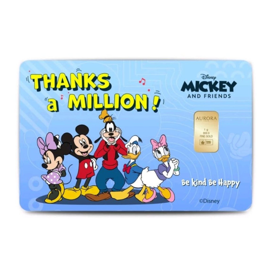 PUBLIC GOLD | AURORA ITALIAS UNIQUE | MICKEY AND FRIENDS | THANKS A MILLION | 0.5G GOLD 999.9