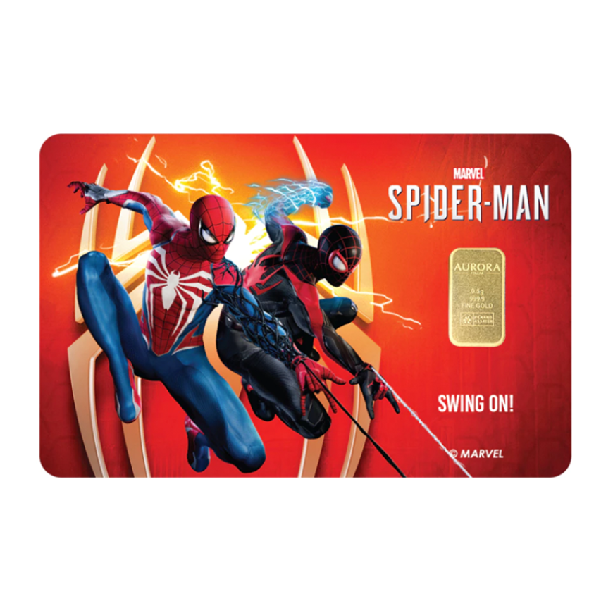 PUBLIC GOLD | AURORA ITALIAS UNIQUE | MARVEL | SPIDER-MAN | SWING ON | 0.5G GOLD 999.9