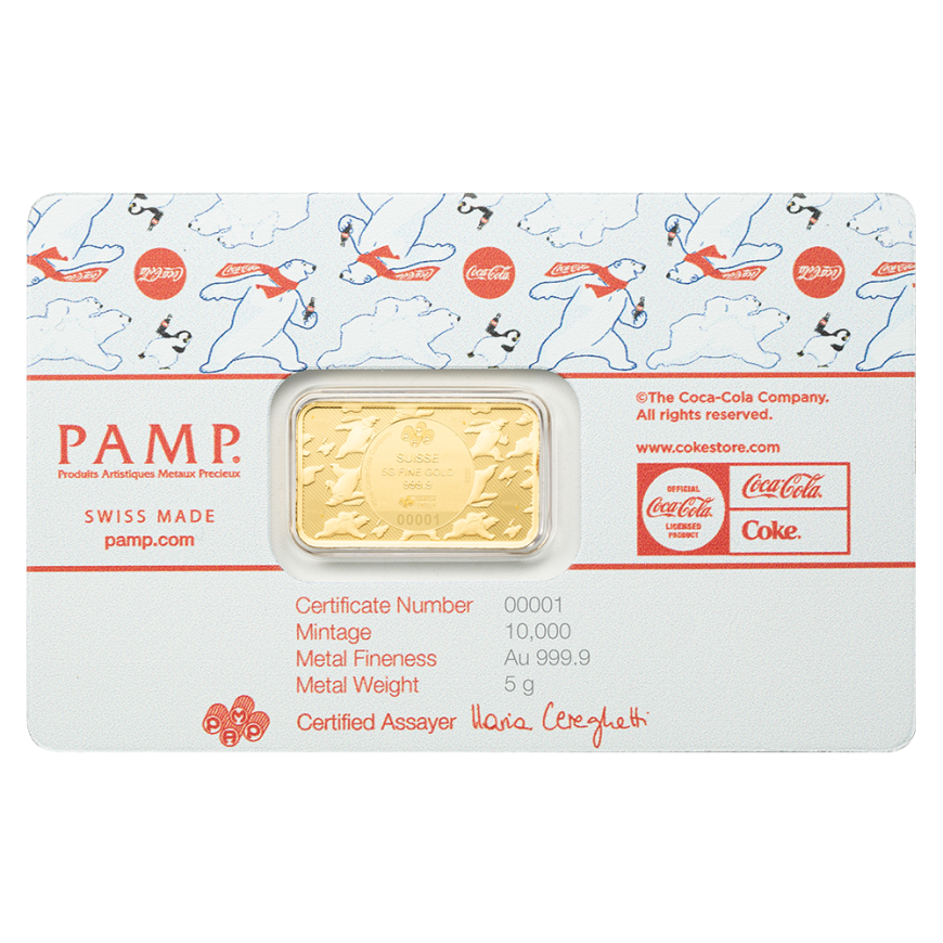 PAMP SUISSE | COCA-COLA HOLIDAY POLAR BEARS | 5G GOLD 999.9