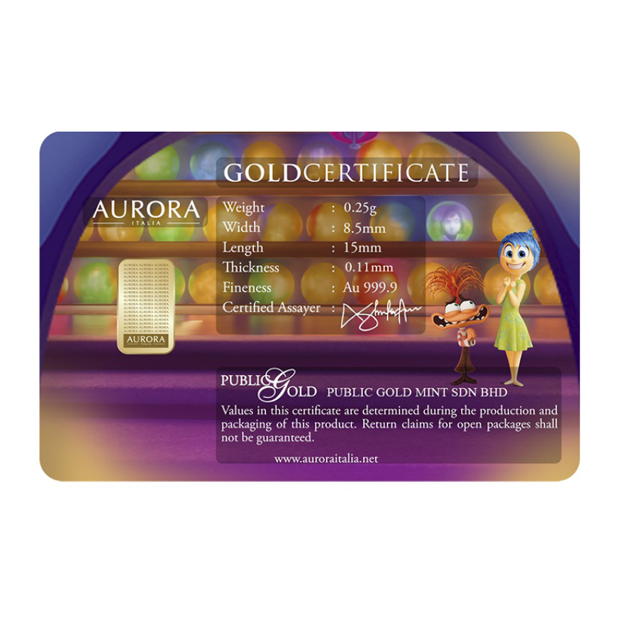 PUBLIC GOLD | AURORA ITALIAS UNIQUE | DISNEY | INSIDE OUT 2 | 0.25G GOLD 999.9