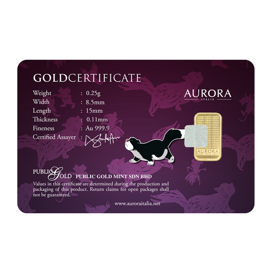 PUBLIC GOLD | AURORA ITALIAS UNIQUE | DISNEY | CINDERELLA | LUCIFER | 0.25G GOLD 999.9