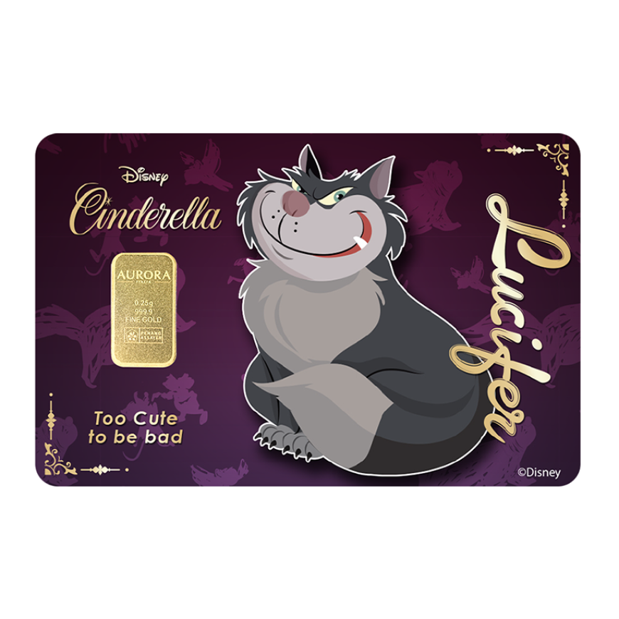 PUBLIC GOLD | AURORA ITALIAS UNIQUE | DISNEY | CINDERELLA | LUCIFER | 0.25G GOLD 999.9