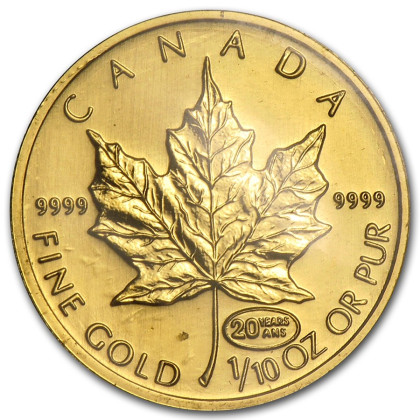 ROYAL CANADIAN MINT | MAPLE LEAF (1999) | 1/10OZ GOLD 999.9