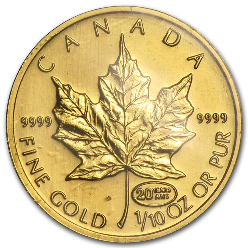 ROYAL CANADIAN MINT | MAPLE LEAF (1999) | 1/10OZ GOLD 999.9