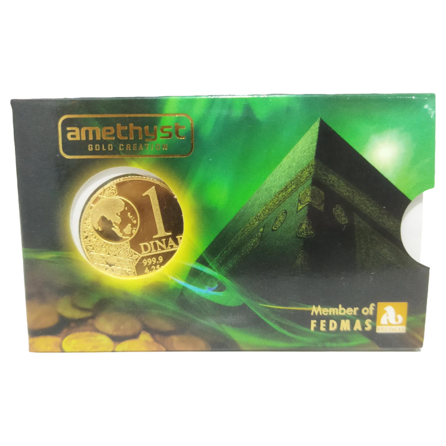 AMETHYST-GREEN CERT 1 DINAR GOLD 999.9
