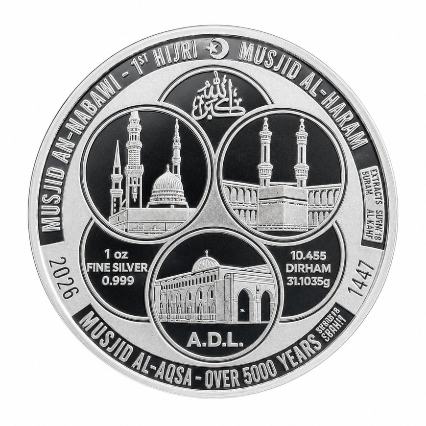 10 DIRHAM | AL KAHFI | 3 BLESSED MOSQUE | SILVER 999.0