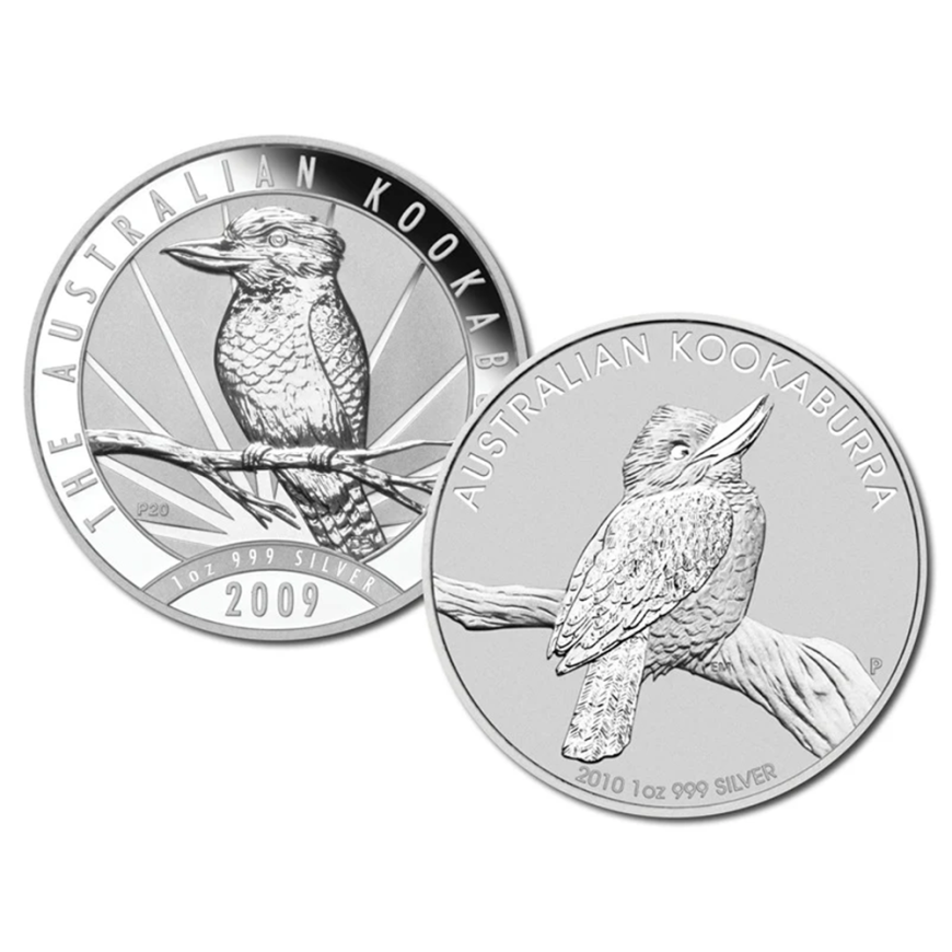 PERTH MINT | 2008-2009 AUSTRALIA KOOKABURRA 1OZ SILVER TWO COIN SET
