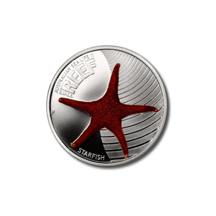 PERTH MINT | AUSTRALIAN SEA LIFE II | THE REEF-STARFISH (2011) | PROOF COIN 1/2OZ SILVER 999.0