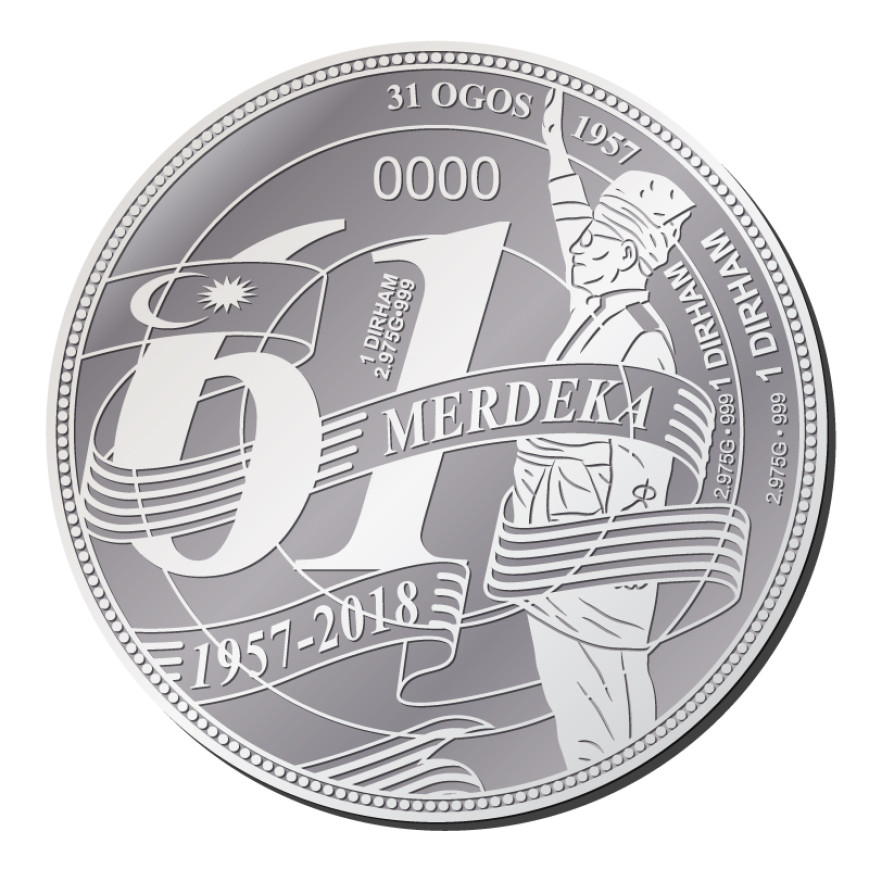 1+1+1 DIRHAM | 61 TAHUN KEMERDEKAAN MALAYSIA | SILVER 999 .0