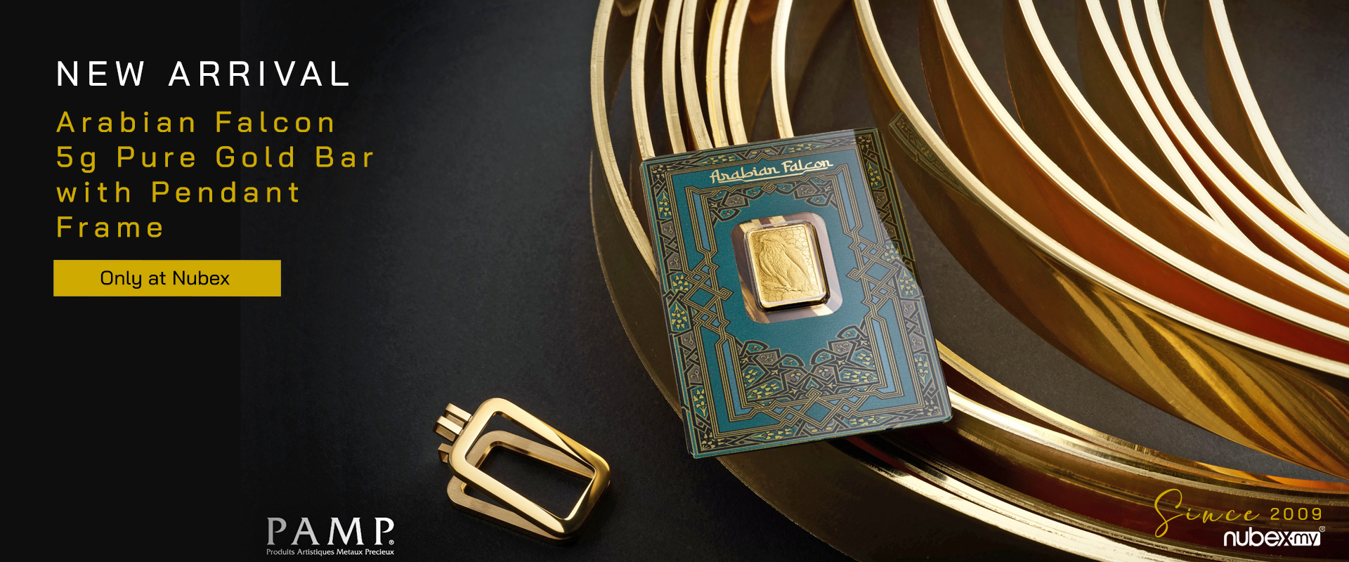 Arabian Falcon 5g Pure Gold Bar with Pendant Frame